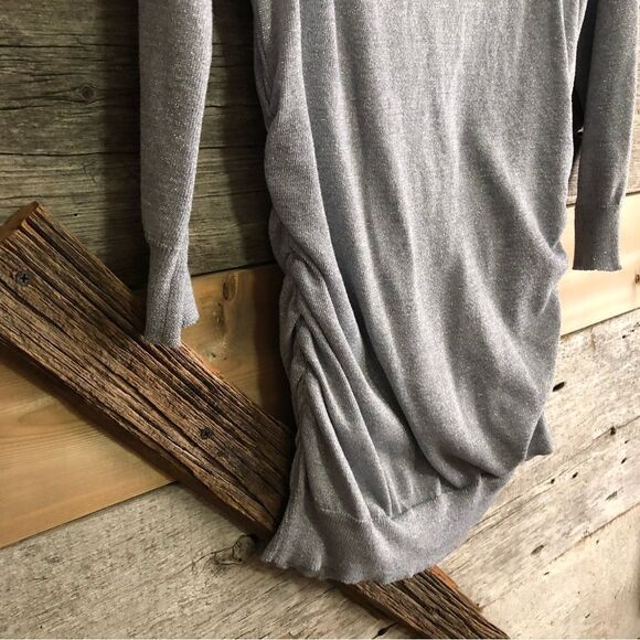 STREETWEAR Society Size Large Silver/Grey Scoop Neck, Side Gather Sweater - Picture 3 of 5